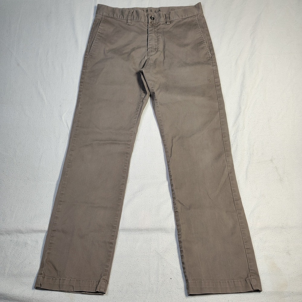 Vissla Mens Port Chino Pants 33 Brown Cotton Blend Twill Skater Surf M301YPOR
